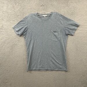 Gustin Shirt Mens Large Gray Blue Short Sleeve Crew Neck Pocket Tee Cotton Adult